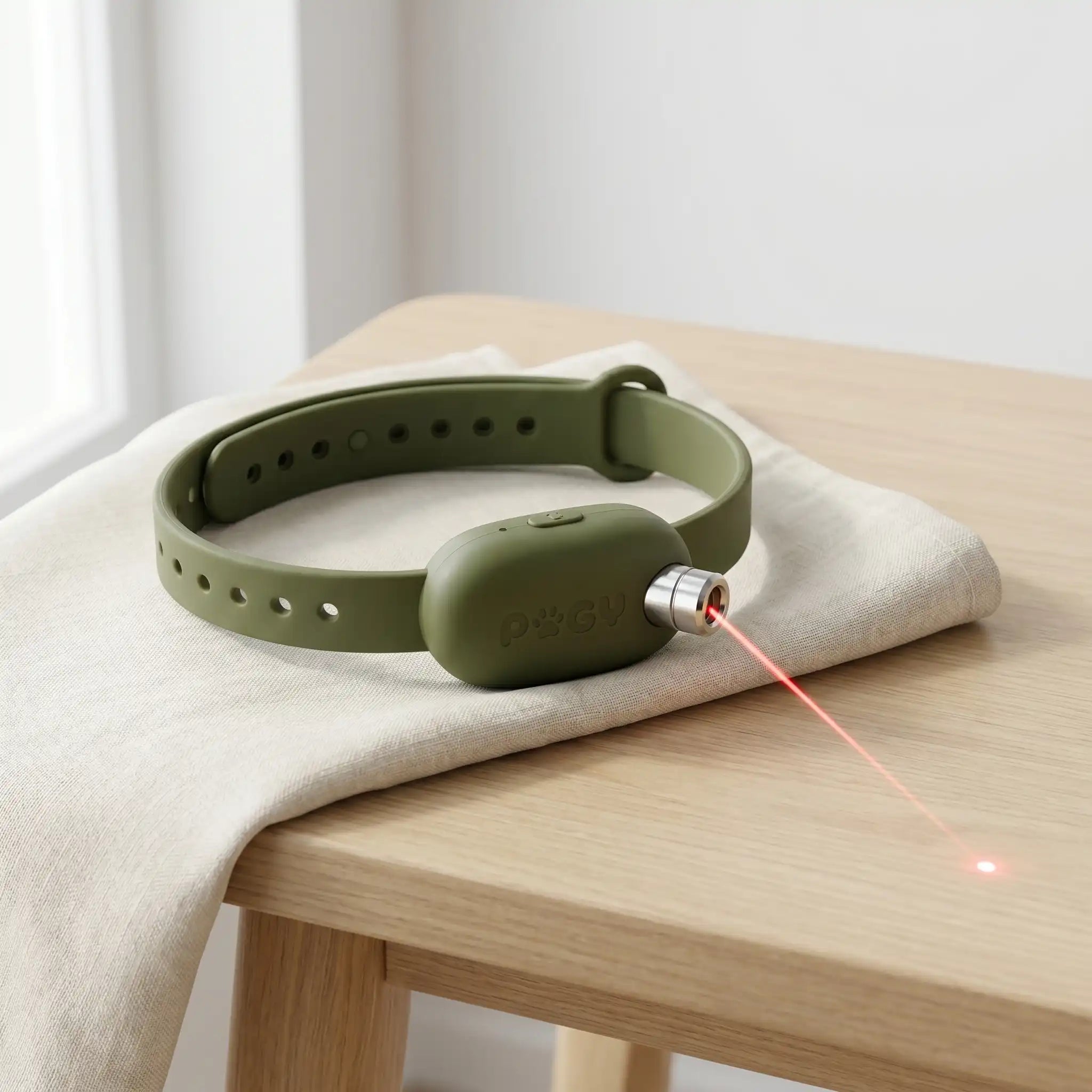 Coleira laser automática para gatos Pugy — gato interagindo com o ponto de laser
