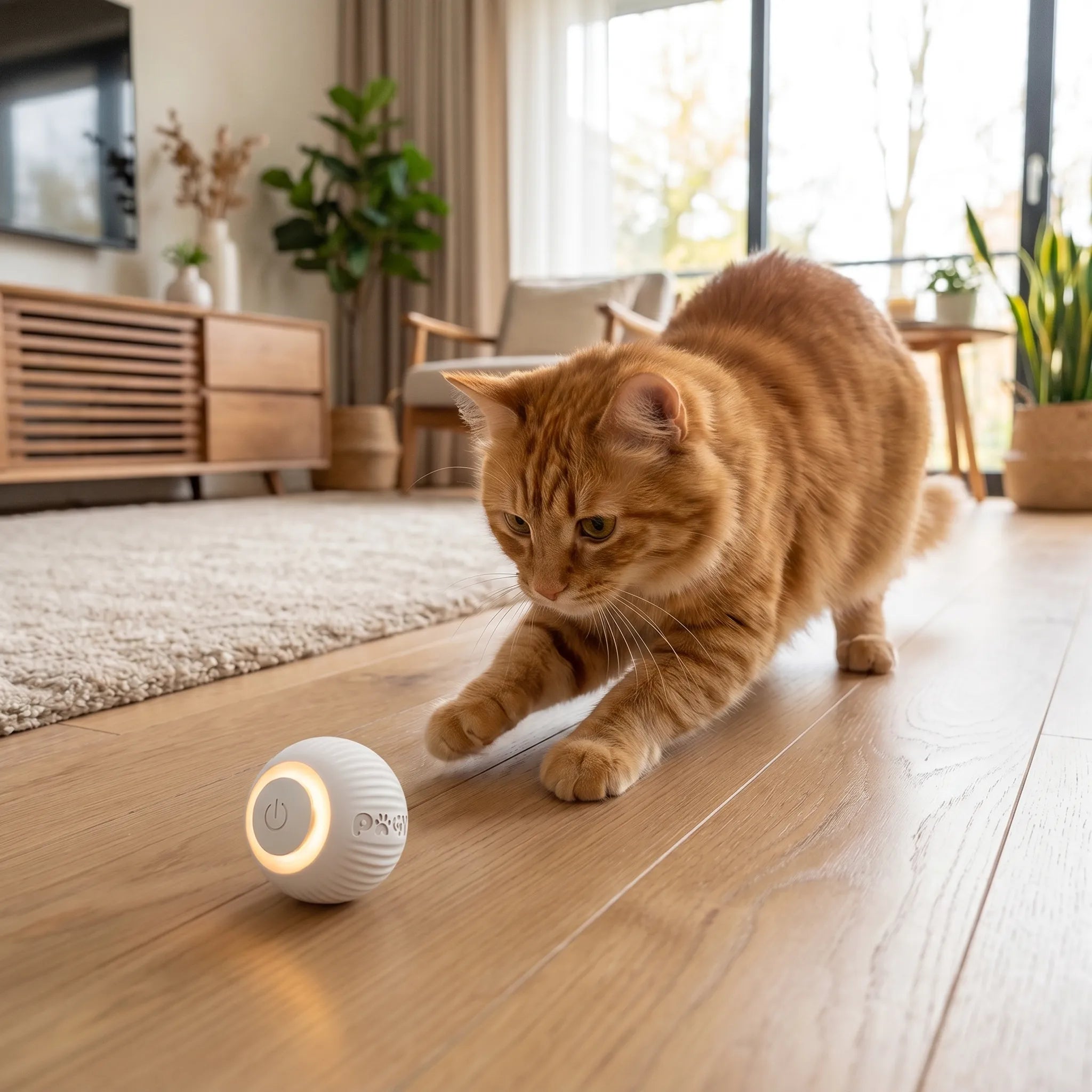 Pugy RollSpin — Bola Eletrônica Autônoma para Gatos