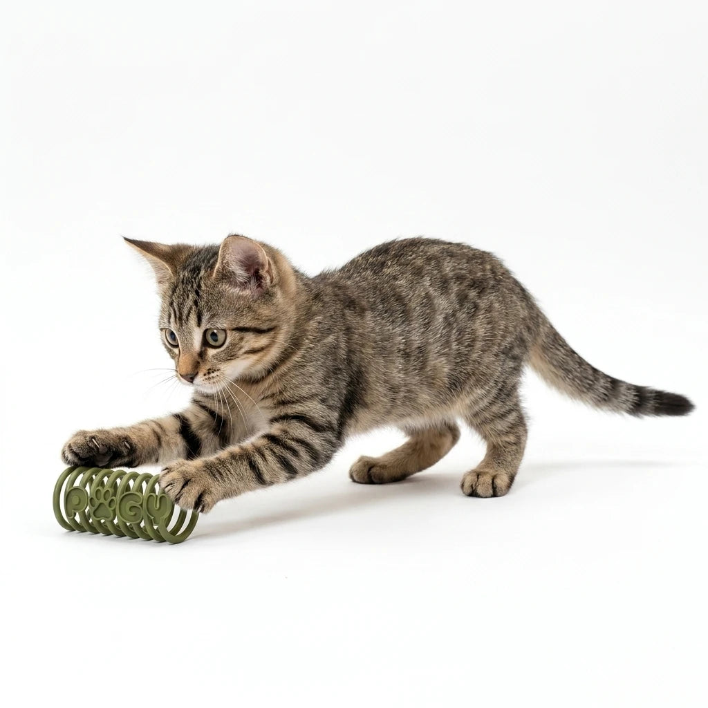 Kit de molas interativas para gatos Pugy — gato batendo nas molas durante brincadeira
