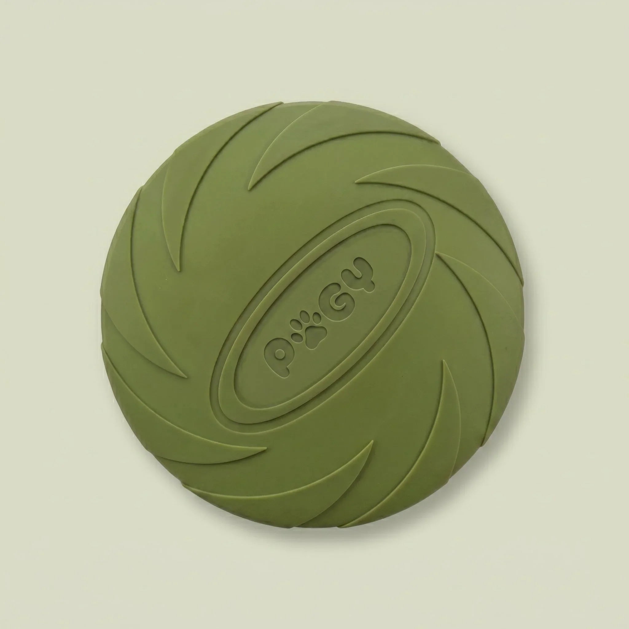 Frisbee de silicone resistente para cães Pugy — vista superior mostrando textura antiderrapante