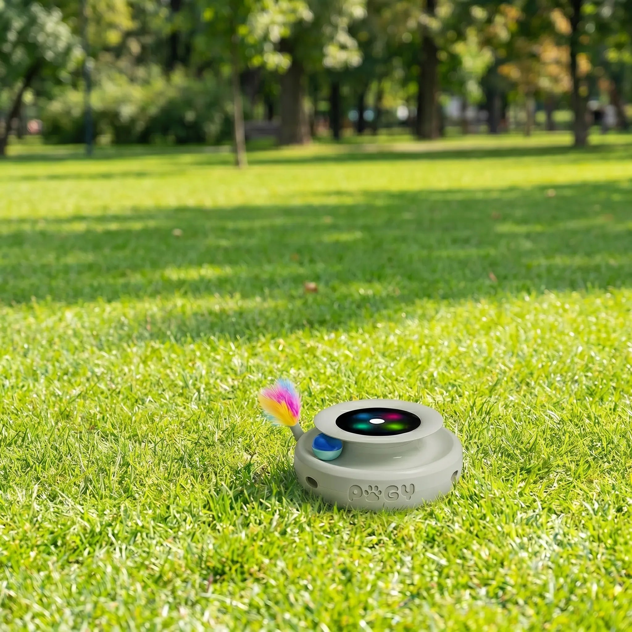 Pugy FeatherSpin — Brinquedo Eletrônico 2 em 1 com Pena e Bola para Gatos